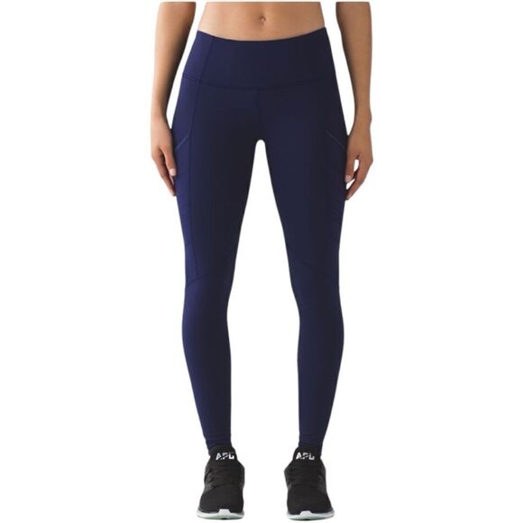Lululemon Fresh Tracks Tight Hero Blue Compression Leggings With Pockets, Size 6 - Picture 3 of 10